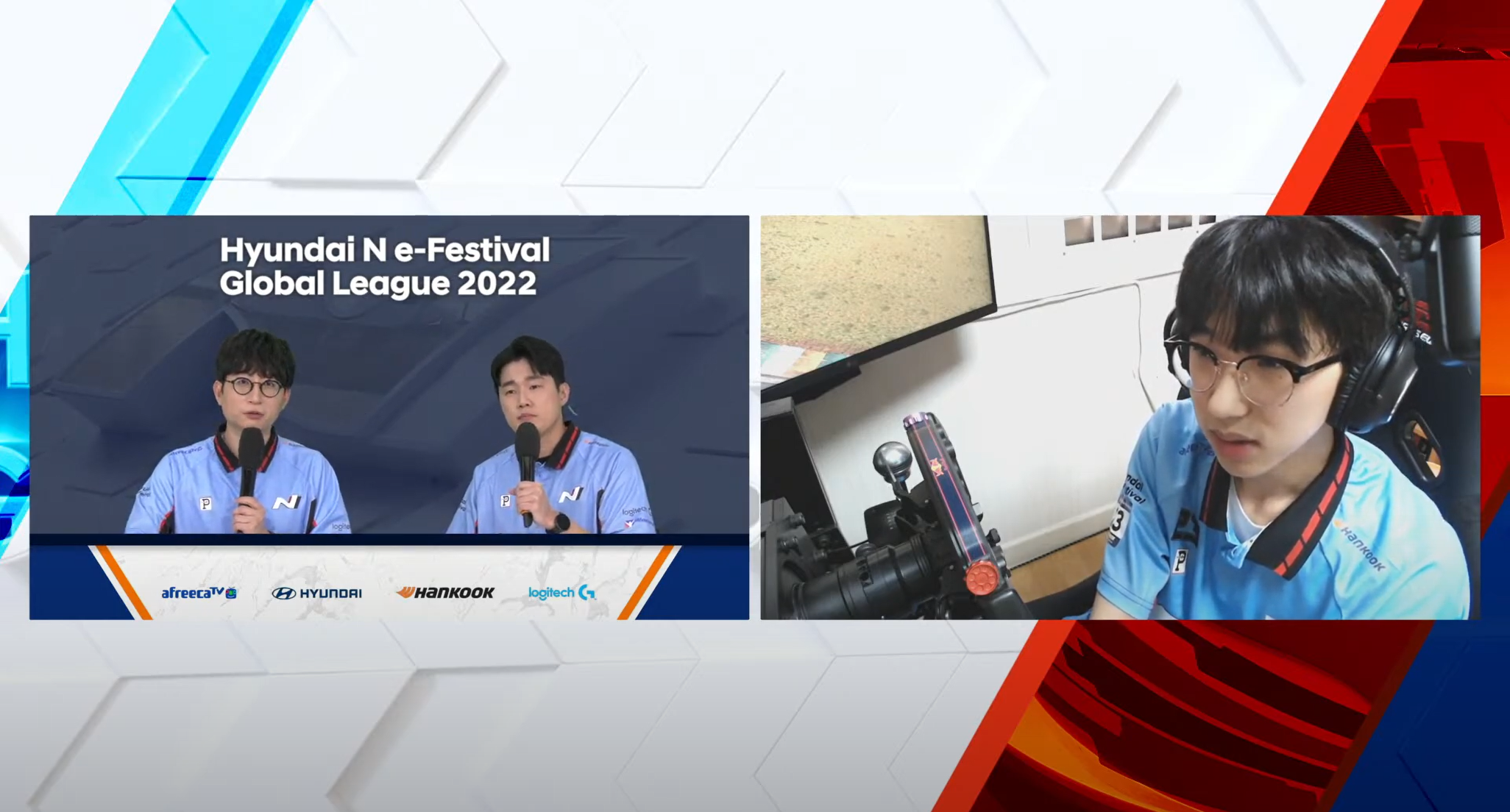 Broadcast screen from the 2022 Hyundai N e-Festival Global League